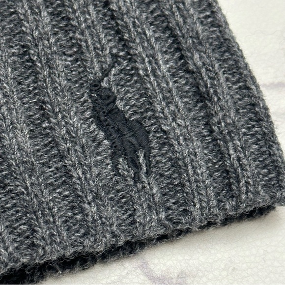 Polo Ralph Lauren Men’s Winter Beanie Hat Wool Blend Uncuffed Ribbed Gray NWT OS - Picture 2 of 16